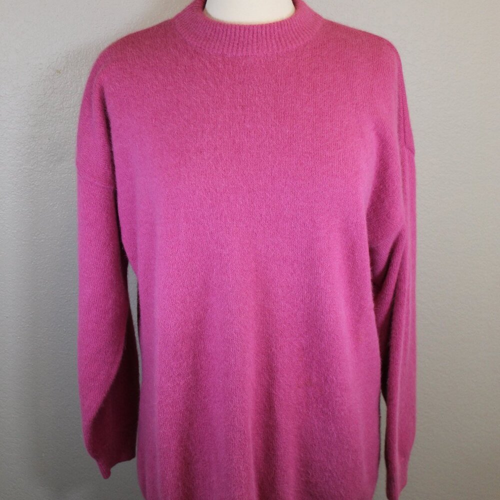 vintage Ascott brand Scottish wool pink sweater women 1x made in Portugal